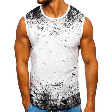 Tank Tops Sleeveless T-Shirts Fit Men The Colorful Wolf is Barking Cotton 