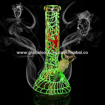 11" Glow In The Dark Hookah Glass Bongs Shisha Sheesha Water Pipes Set 