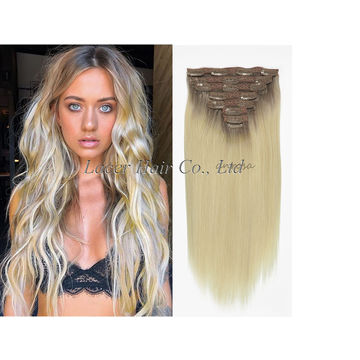 Buy Wholesale China Sunkissed Root And Platinum Blonde Body 22 Inch Russian  Human Lace Clip In Hair Extensions In Stock & Clip In Hair Extensions at  USD  | Global Sources