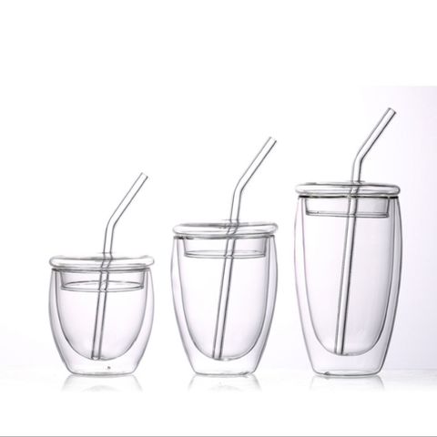 glass can cup with lid wholesale,Insulated Double Walled clear