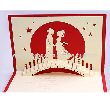 Handmade 3D Pop Up Greeting Cards Romantic Windmill Anniversary Valentine's Day 