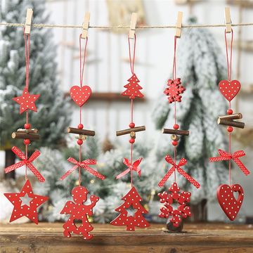 1PC Home DIY Christmas Photo Frame Pendant Wooden Pendants Xmas Ornaments 