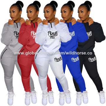 Pink Tracksuit Women Casual Sweatsuit Pullover Hoodie Sweatpants 2 Piece  Sport Jumpsuits Outfits - China Wholesale Sweatsuits,sportwear,outfits $7.5  from Wild Horse Group Co.,Ltd
