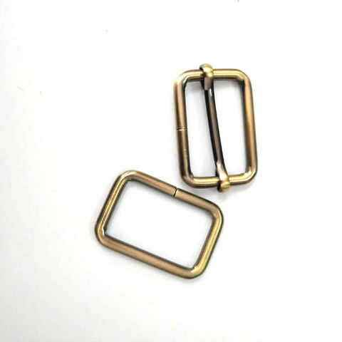 Antique Brass Metal D Shape Rings Adjustable Buckles Bag Webbing Strap 