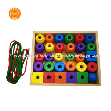 Diy Wooden String Beads, Montessori Hand-eye Coordination Game