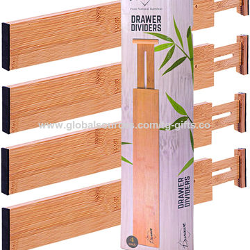 Bamboo Adjustable Drawer Dividers, Adjustable Dresser Drawer Organizer