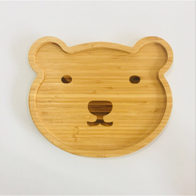 أواني بامبو للأطفال، صنية بامبو على شكل دب كرتوني، يمكن تصنيع صحون عشاء بامبو مخصصة for sale at factory direct price