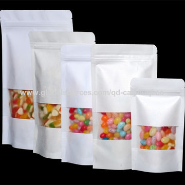 Buy Wholesale China White Kraft Paper Bag With Clear Window And Zipper ...