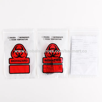 كيس عينات ثلاثي الطبقات، كيس للمخاطر البيولوجية، كيس كانغرو، بدون طباعة for sale at factory direct price