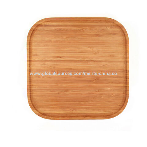 Platos cuadrados de bambú reutilizables para servir platos, aperitivos, postres, platos de queso de 33 cm, bandejas para servir café y té, plato para cena for sale at factory direct price
