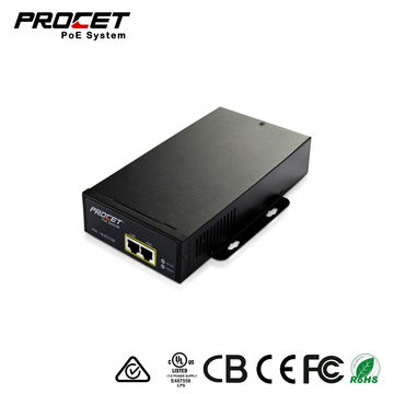 Industrial 10G PoE Injector, IEEE802.3bt wide temperature -40℃ to 65 ...