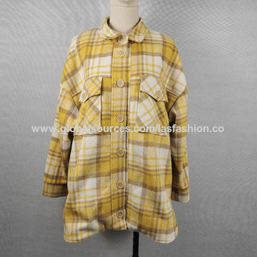 Long Sleeves Lapel Plaid Print Long Coats