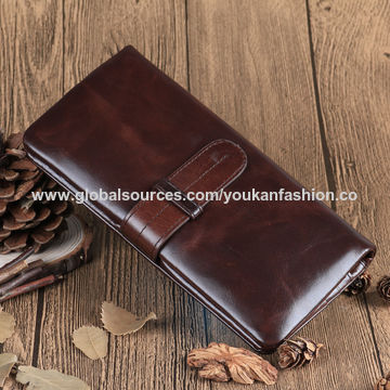 Al1008 Long Men Wallets Leather Genuine Cowhide Cash Money Clip