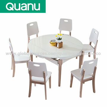 Quanu Luxury Folding Modern Dining Room, Round Kitchen Table For 6 Modern