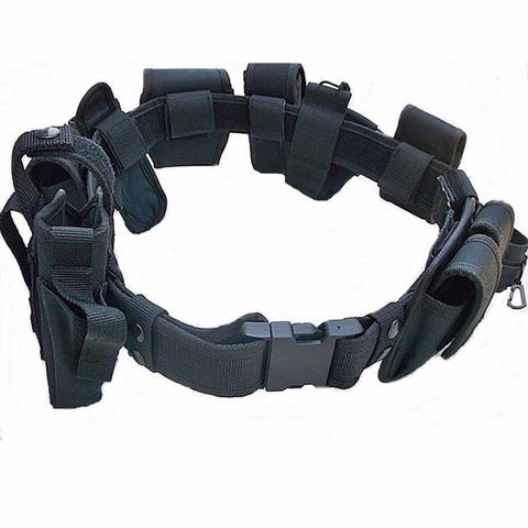  Fbest Cinturón táctico modular, cinturón de servicio de policía  de seguridad policial, cinturón de servicio militar con bolsas y funda :  Deportes y Actividades al Aire Libre