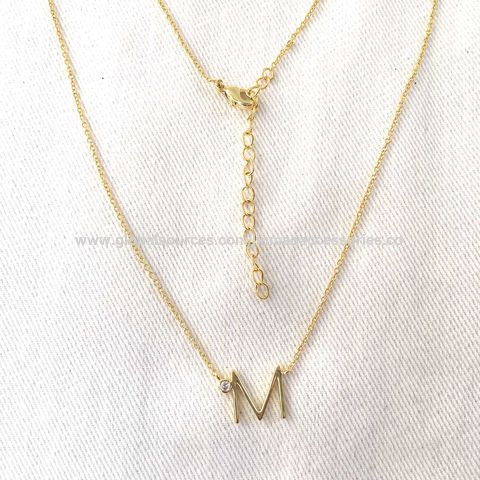Letter M gold necklace in 18K gold American jewelry