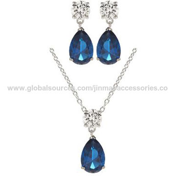 Blue Lab-Created Sapphire Ring, Earring & Necklace Set 1/5 ct tw Diamonds  10K Yellow Gold | Jared