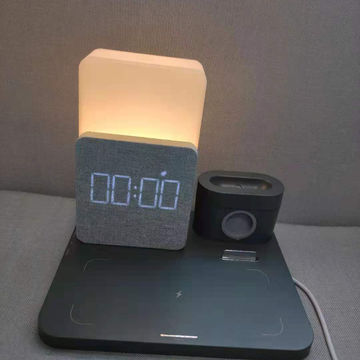 Led Desk Lamp Alarm Clock, Multifunctional Desktop Alarm Clock Wireless Charger