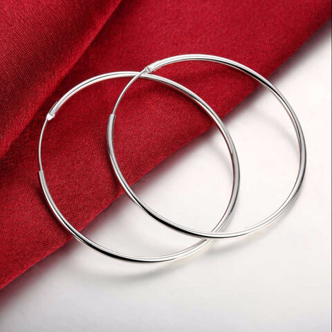 Sterling Silber Creolen für Damen 50MM Große Runde Kreis Ohrringe Schmuck Geschenk Großhandel