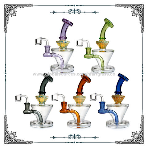 China Oil rig bubbler glass bong smoking water pipe with 14mm quartz ...
