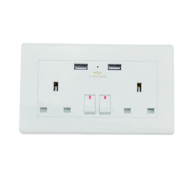 Double Sockets With USB Charger Port Wall Socket Outlet 2 Gang 13A UK Plug 