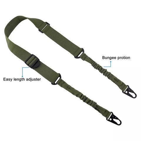 Tactical 1 or 2 Point Adjustable Bungee Rifle Sling System Shoulder Strap Hook 