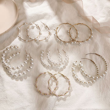 2022 Rhinestone Pearl Stud Earrings Hook Hoop Dangle Women Wedding Jewelry  Gift | eBay