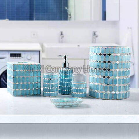 Buy China High Quality And Seaside Blue Mosaic Tile Accessories Set & Bathroom Sets at 2 | Global Sources