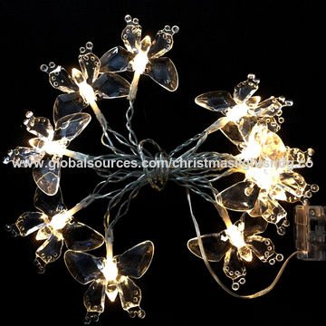 Butterfly Lights 10 LED String Battery Power Operated 2aa White Clear Set of 2 for sale online 