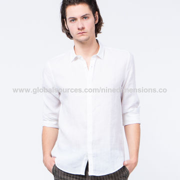 long sleeve business casual linen shirt 