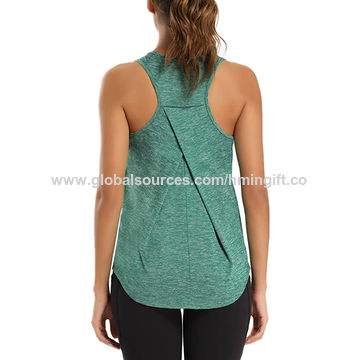 Women's Yoga Tank Tops Stretchy Activewear Tops Long Workout Shirts  Racerback Quick Dry Blue - L 