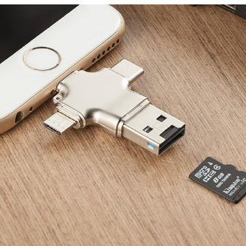 4 in 1 SD Card Reader for iPhone,SD TF Memory Card Reader Adapter