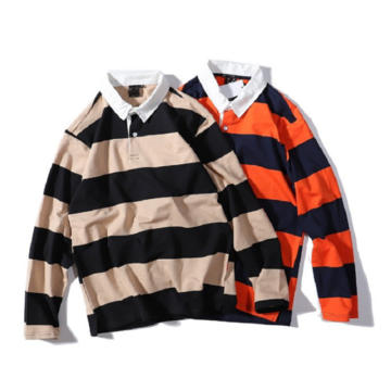 100%cotton Color Contrast Harajuku Korea Fashion Stripe Oversized Long  Sleeve Polo T-shirt $1.88 - Wholesale China Men's Long Sleeved Polo Shirts  at Factory Prices from Nanchang Kingshine Garment Co., Ltd