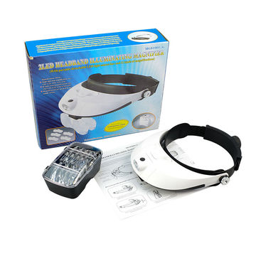 LED Magnifier,Hands Free Headband Magnifying Glasses with 2  Led,Professional Jeweler Loupe