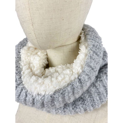 Ladies womens Fashion snood warm winter knitted scarf Faux fur 