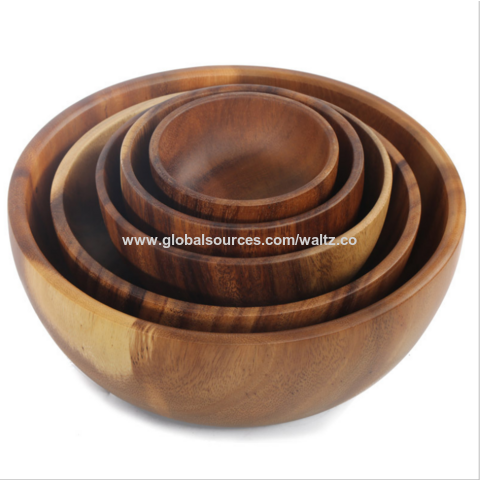 Neue umweltfreundliche natürliche Holzschüssel für Suppe und Reis, Akazienholz, hochwertige Holzschale for sale at factory direct price
