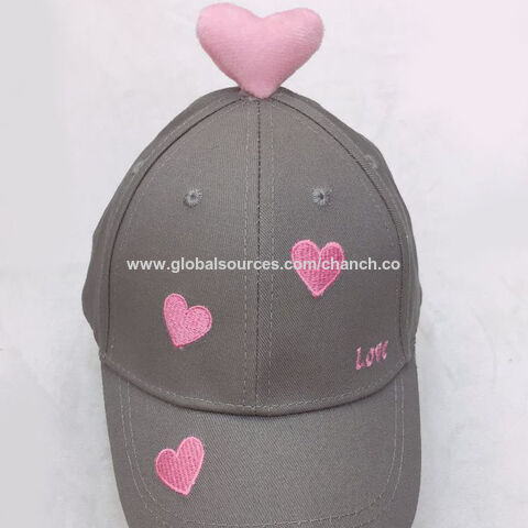 Boné de beisebol da moda com denim e bordado, bonés doces para meninas
