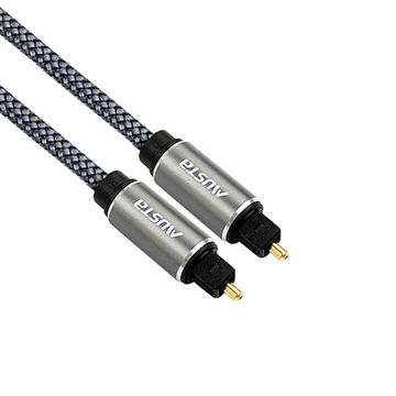 Câble optique - Mini Jack - Câble optique - Mini Jack, Toslink mâle vers  Mini fiche Toslink 3,5 mm mâle, plaqué or, 2 mètres.