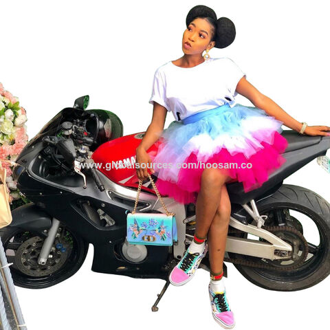 Saia curta de tule multicamadas com cores encantadoras para mulheres, estilo 'peng peng' da moda for sale at factory direct price
