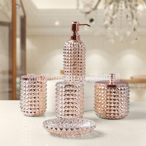 Buy Wholesale China Embossed Diamond Bathroom Accessory Set Glass Rose Gold Color & Embossed Diamond Bathroom Accessory Set 2.5 | Global Sources