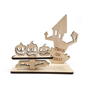 Laser cut wooden halloween light box for sale at factory direct price