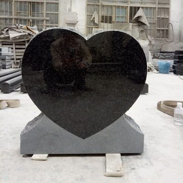 European Heart-shaped Design White Blue Black Granite Stone Tombstones 