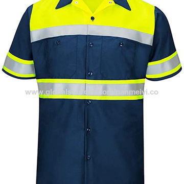 Mens Workshop Shirt Uniform Short Sleeve Zipper Factory Work