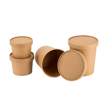 8 Oz. Disposable Brown Kraft Paper Soup Containers 