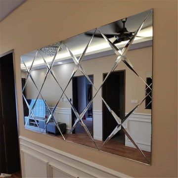 Beveled Edge Mirror Tile, Small Mirror Glass Wall Tiles