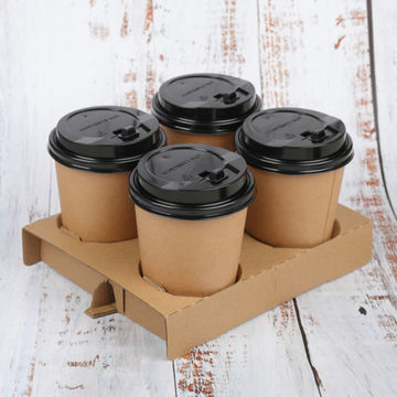 45 x 4 Cup Cardboard Carry Trays Takeaway Cup Holders Disposable Tea Coffee 