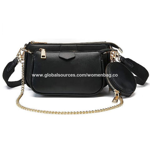 Pu Leather Small Crossbody Bag For Women Multipurpose Golden Zippy
