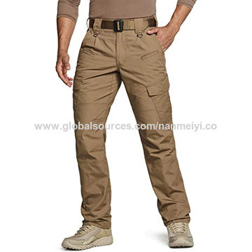 Wholesale Men's Drawstring Stretch Jogger Pants Khaki School Uniforms