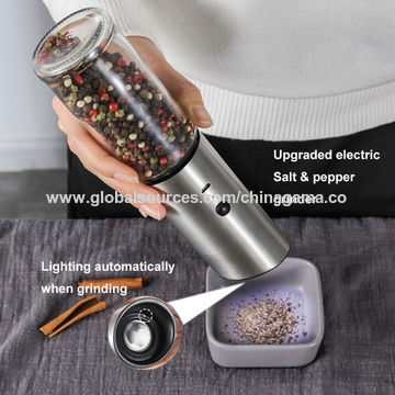Electric Salt and Pepper Grinder,USB Rechargeable Pepper Grinder or pepper mill with LED light,Gravity Automatic Salt & Pepper Mill with Adjustable Coarseness,New Upgrade