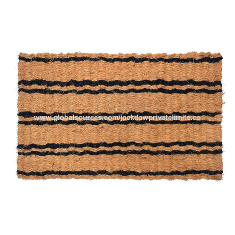 Black and Natural Checkerboard Coir Doormat by World Market